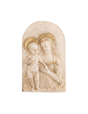 Madonna and Child in Travertine-like Ceramic and Gold